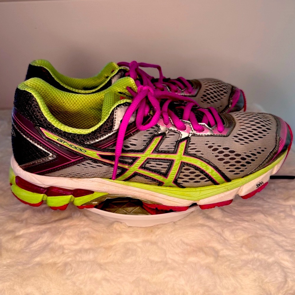 Asics Women's Athletic Shoes - Gray and Pink with Green Accents size 9.5 - Picture 6 of 10